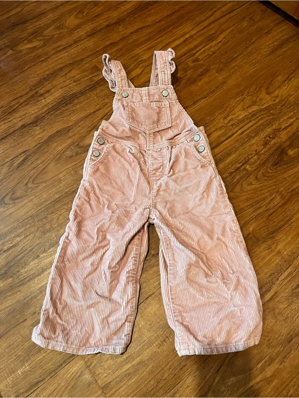 GAP Pink Corduroy Overalls with Ruffle Straps